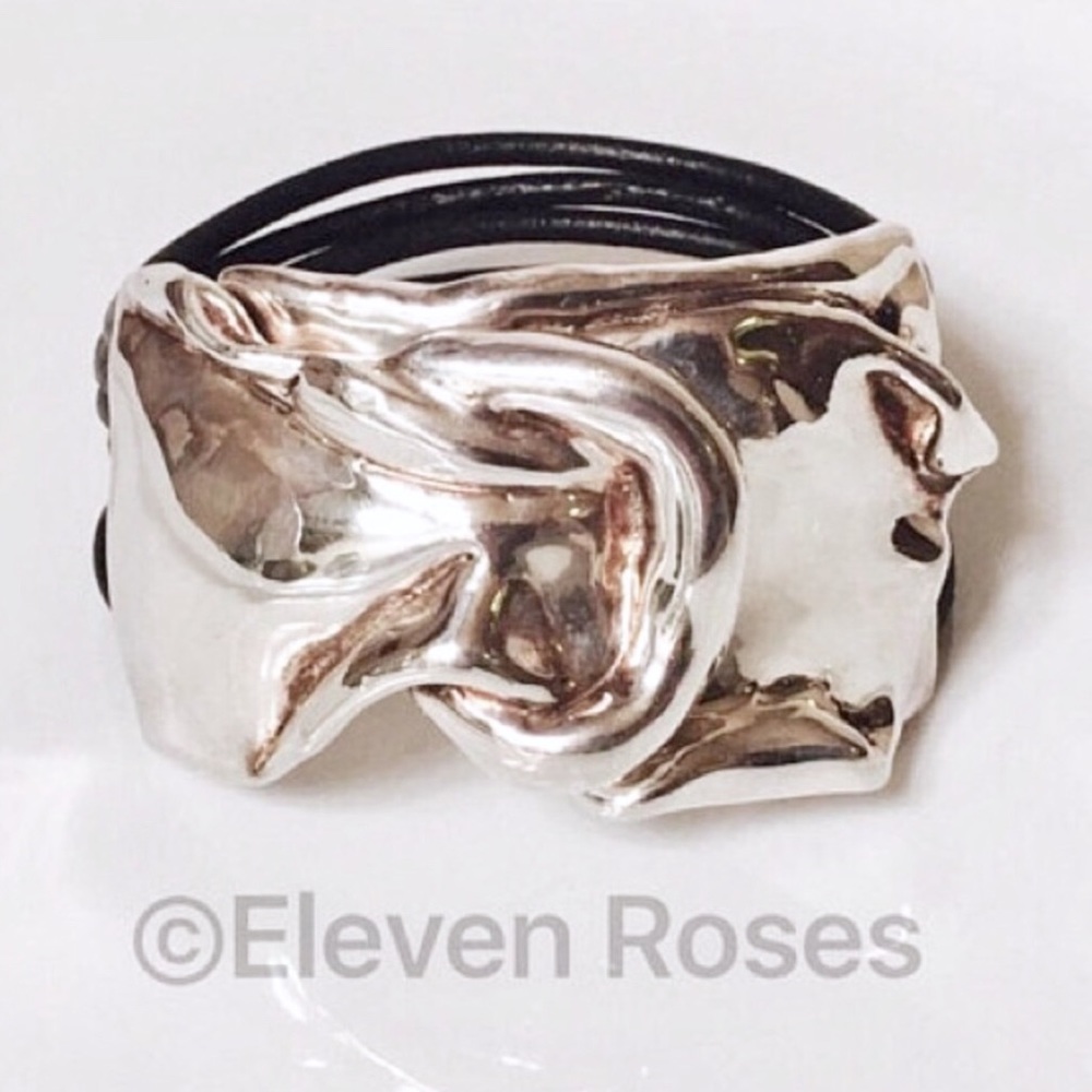 Bat-Ami Sterling Black Leather Buckle Bracelet - Picture 7 of 7